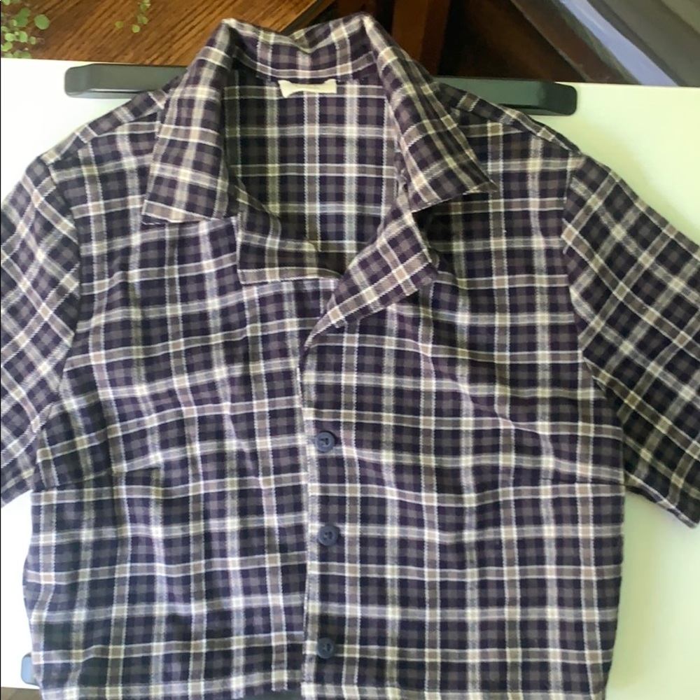Brandy Melville cropped flannel plaid shirt